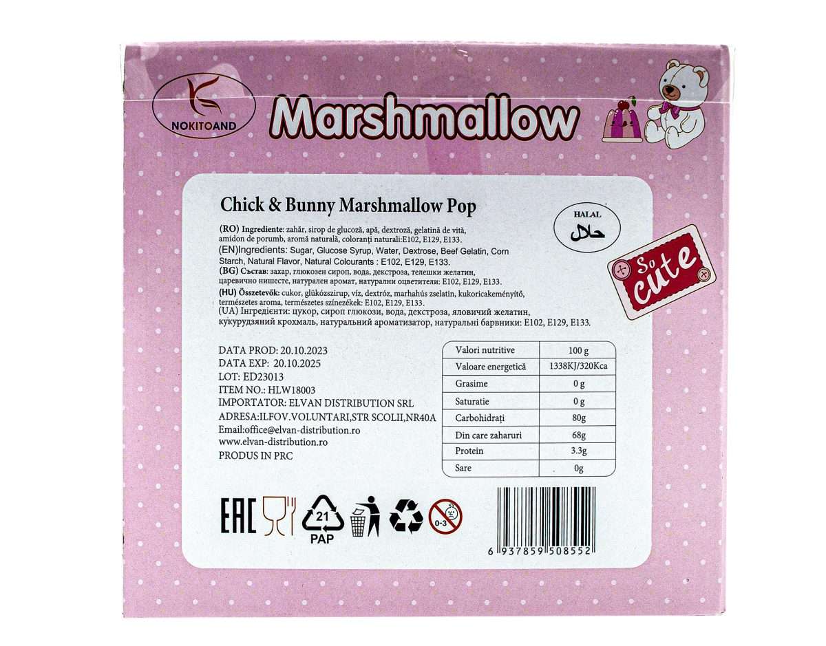 Marshmallow Chick & Bunny Pop en-gross 30gr (E.X.P: 20.10.2025) - imagine 3